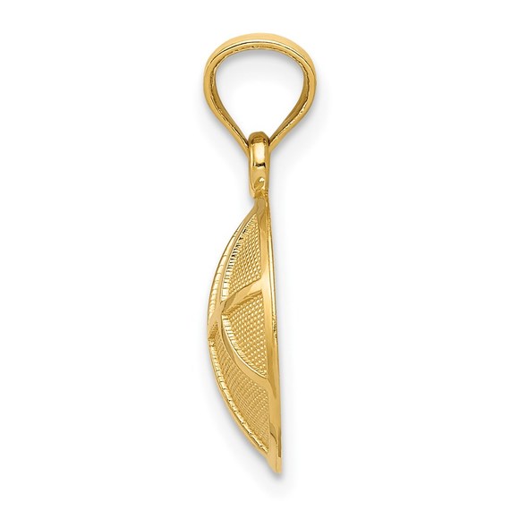 14k Yellow Gold Sports Satin and Polished Basketball Necklace Charm Pendant - Picture 3 of 5